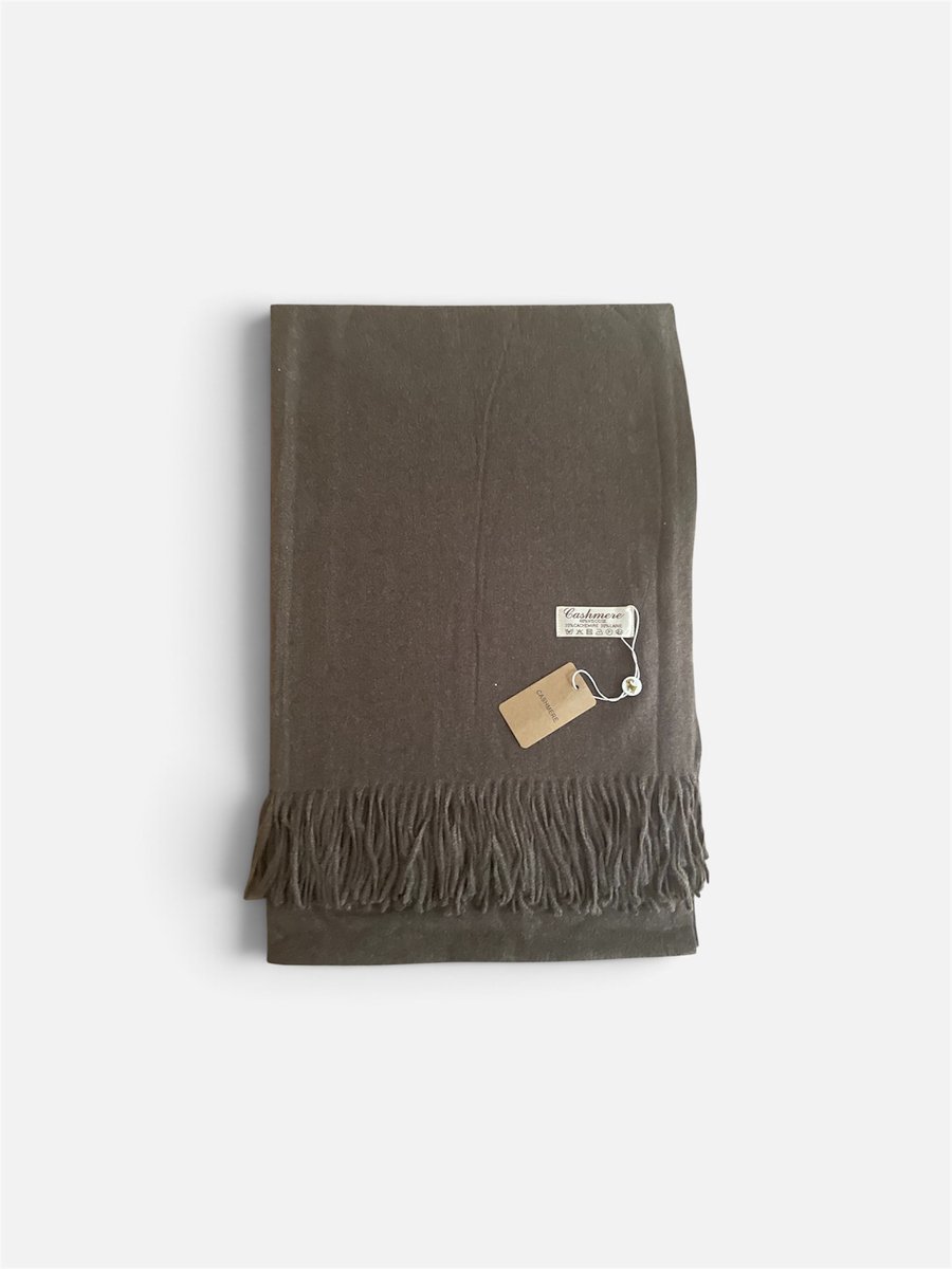 Sjaal - Cashmere - Franjes - Choco - afm. 1.80 x 65 cm