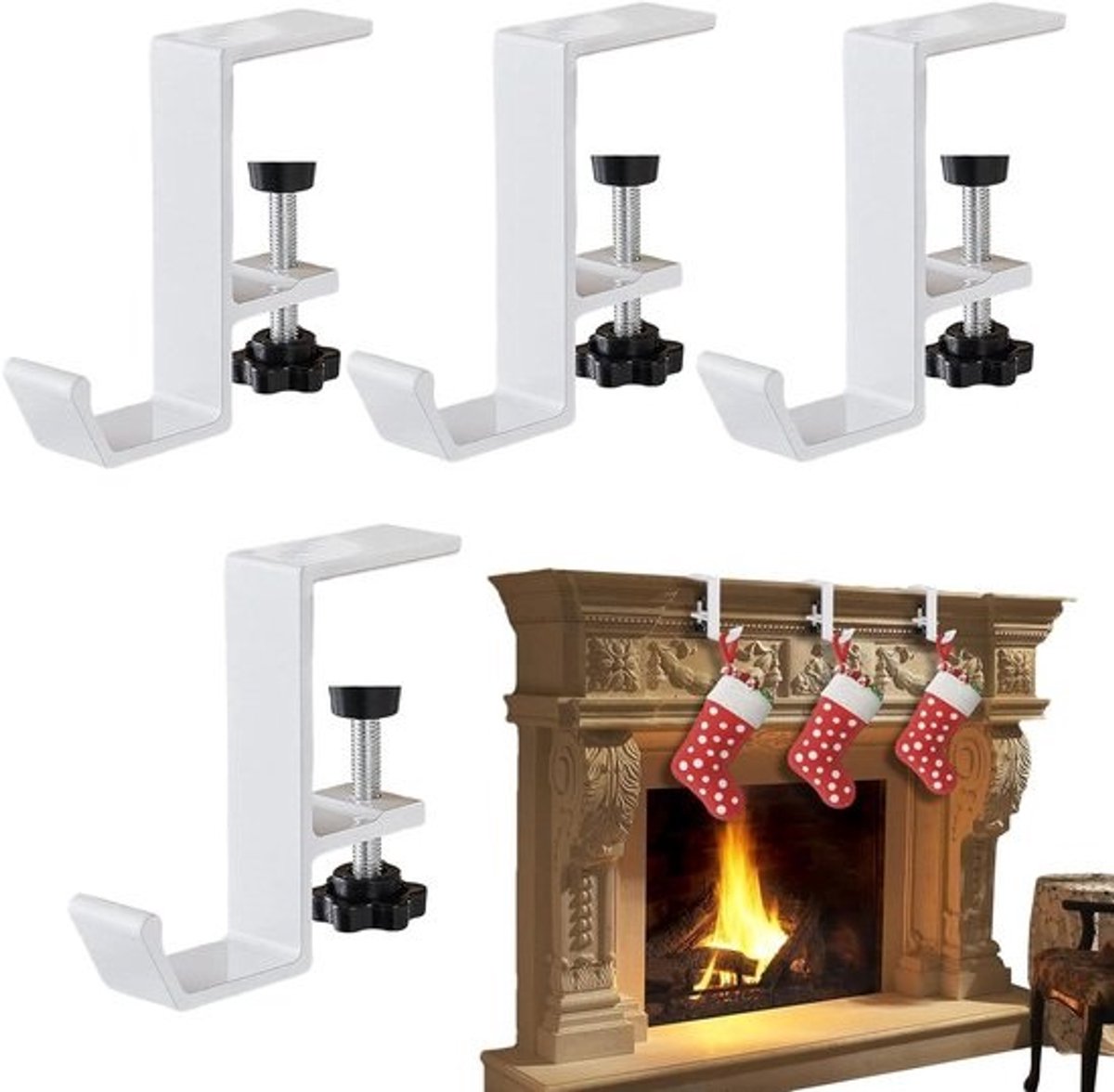 Slingerhouder Open Haard - Decoratie Hanger - Feestelijke Versiering - Installatie Zonder Boren - 25 x 15 x 10 cm