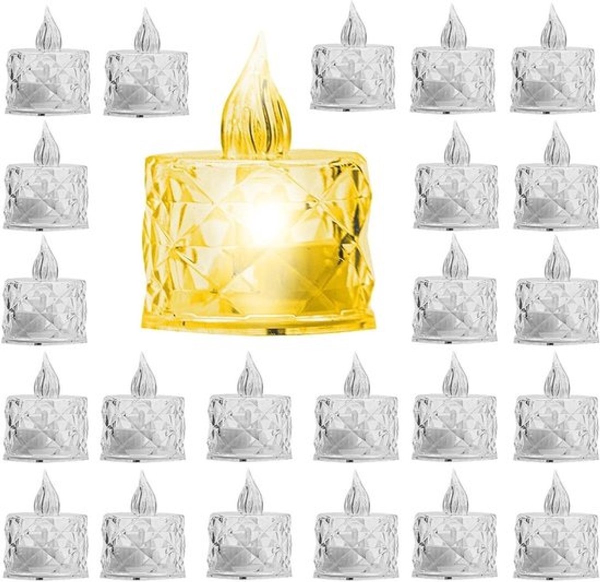 Kaarslamp Kristal - Decoratieve Lamp - Sfeer Creëren - Vlamloos Licht - 24 Stuks - Warm Wit