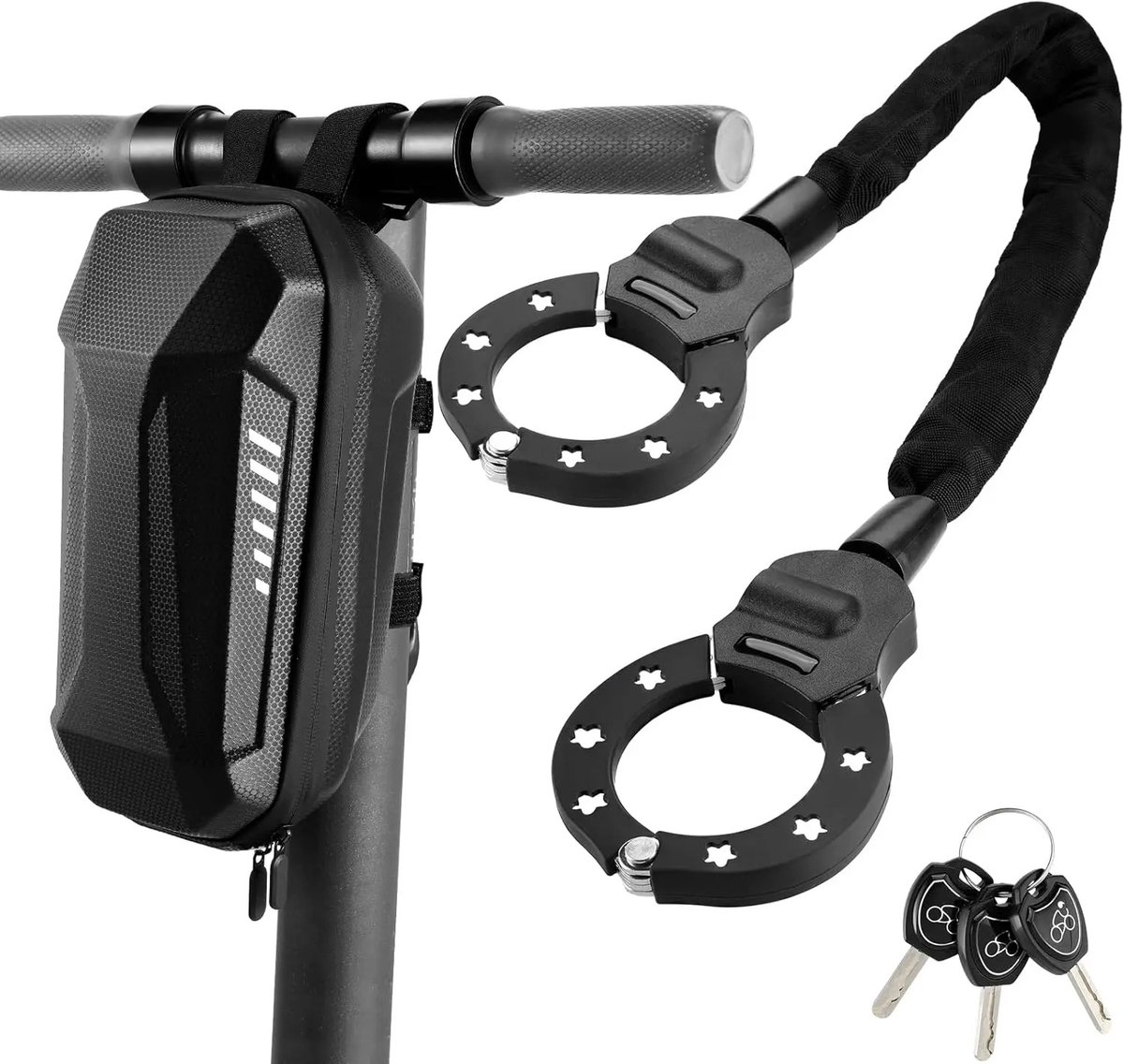 VIEMAE Slot - Hangslot - Kabelslot - Scooter slot - Sleutelslot - Handboeienslot - Incl opbergtas - Voor ebike, fiets - 93cm - Zwart