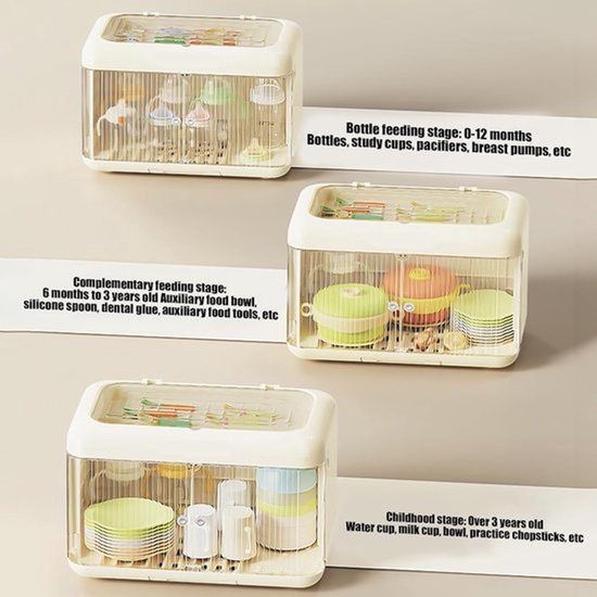 Babyflessenhouder - Flessen droogrek - Babyvoeding organiseren - Stofdichte opslag - 30.5 cm hoog - Crèmekleurig — afbeelding 2