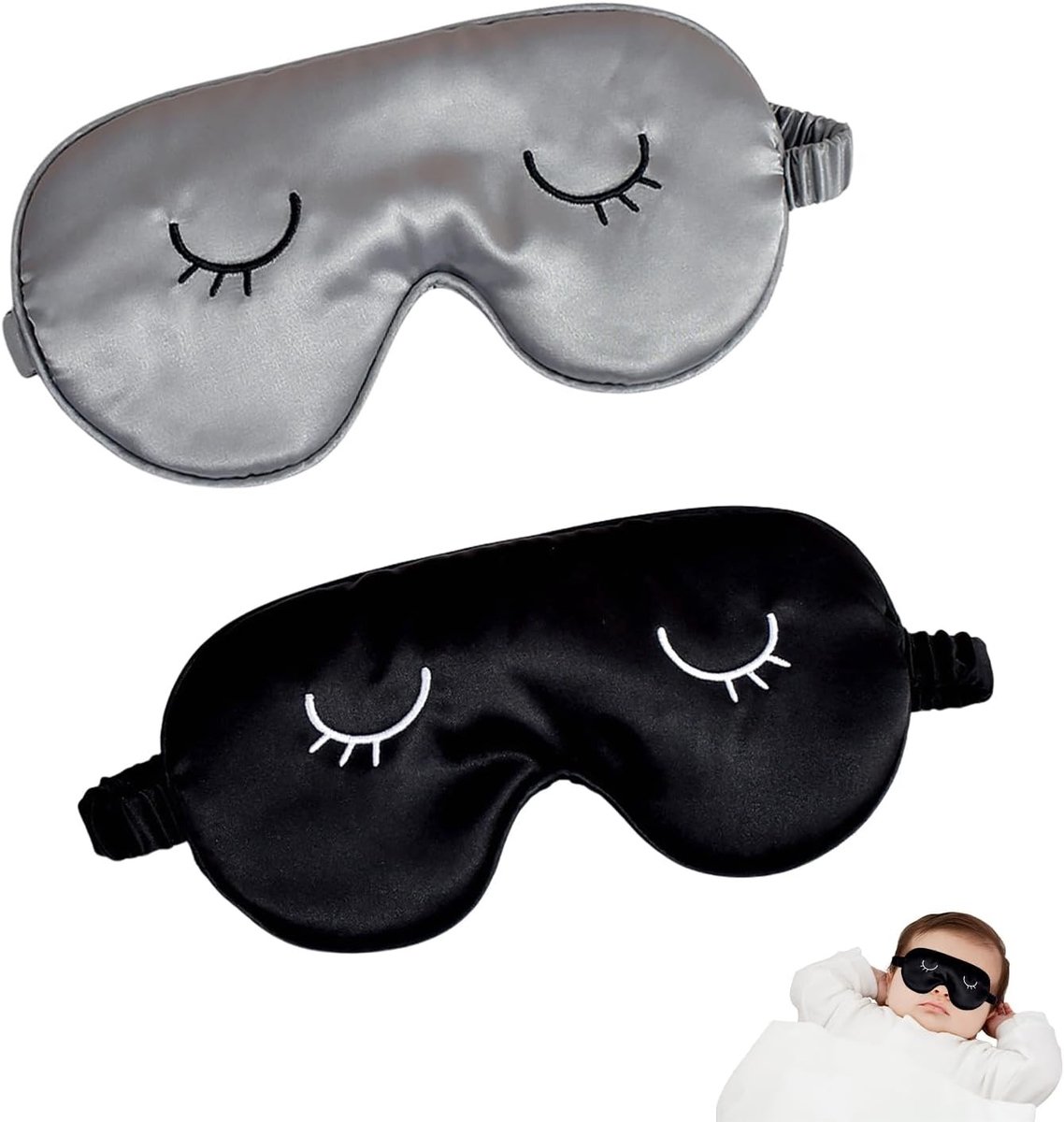 Comfortabel slaapmasker voor vrouwen en mannen, ideaal voor migraine en ontspanning, grijs en zwart