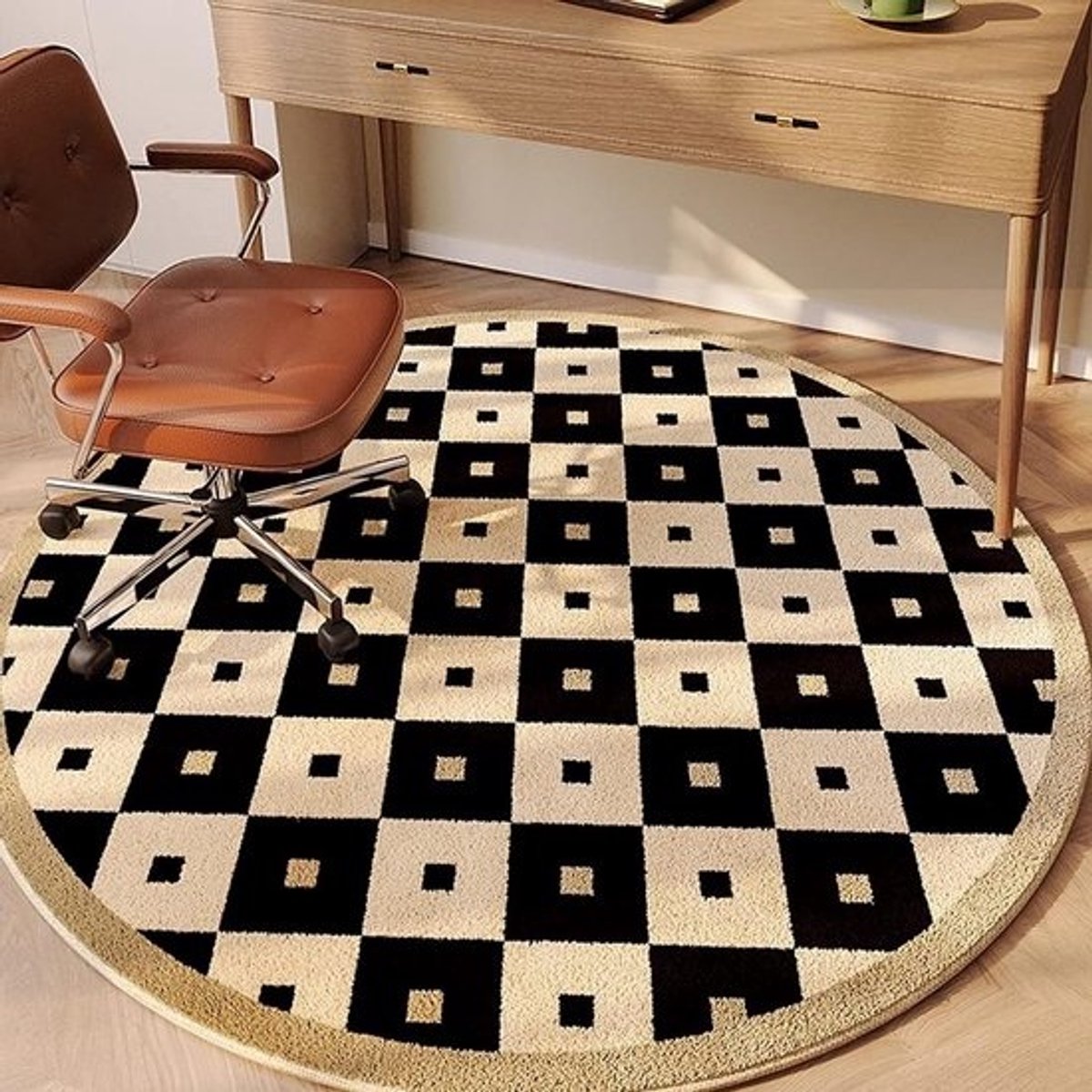 Stoelmat Bureau - Vloerbeschermer Bureau Gamingmat - Vloer Beschermen - Niet-slip Onderkant - 100cm Diameter - Zwart