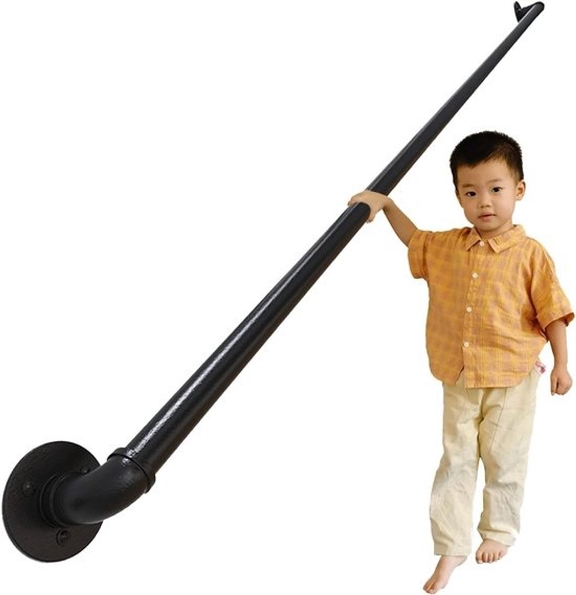 Trapleuning Kit - Steun voor trap - Veiligheid thuis - Gegalvaniseerd staal - 30-300cm - Zwart