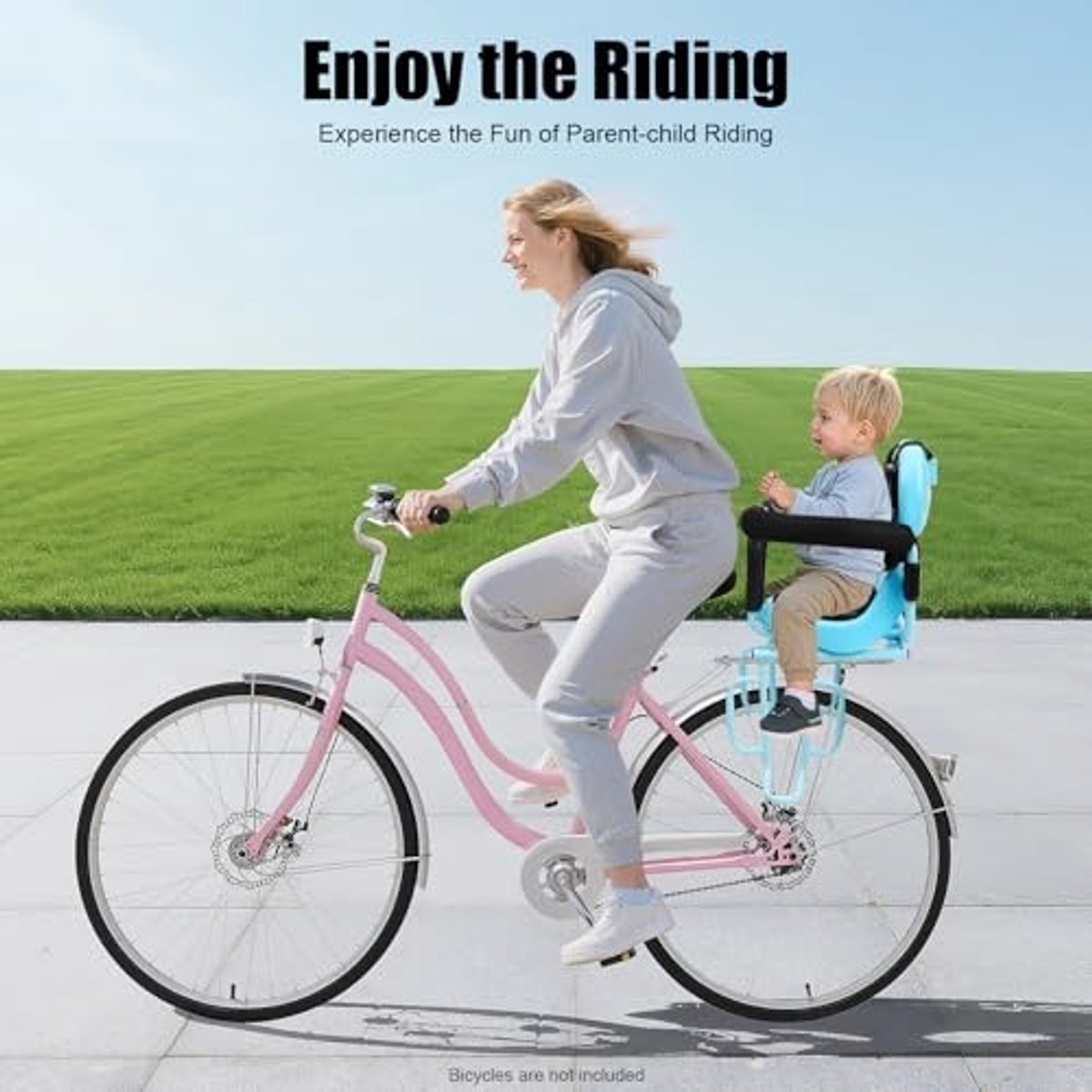 Fietszadel voor Kinderen - Veiligheidsriem en Verstelbare Rugleuning - Blauw