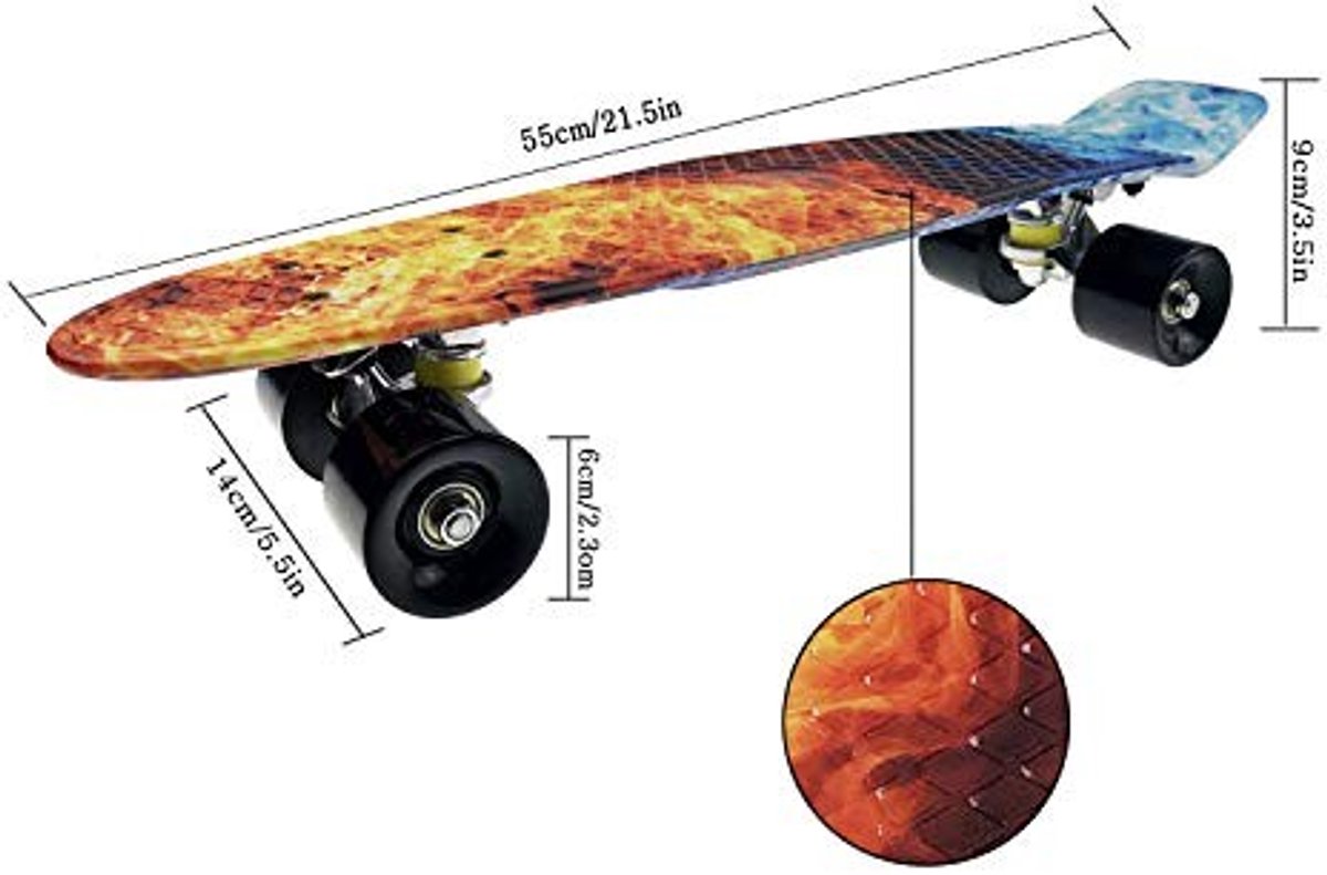 Mini Cruiser Skateboard - 22 inch met lichtgevende wielen - Geschikt voor beginners