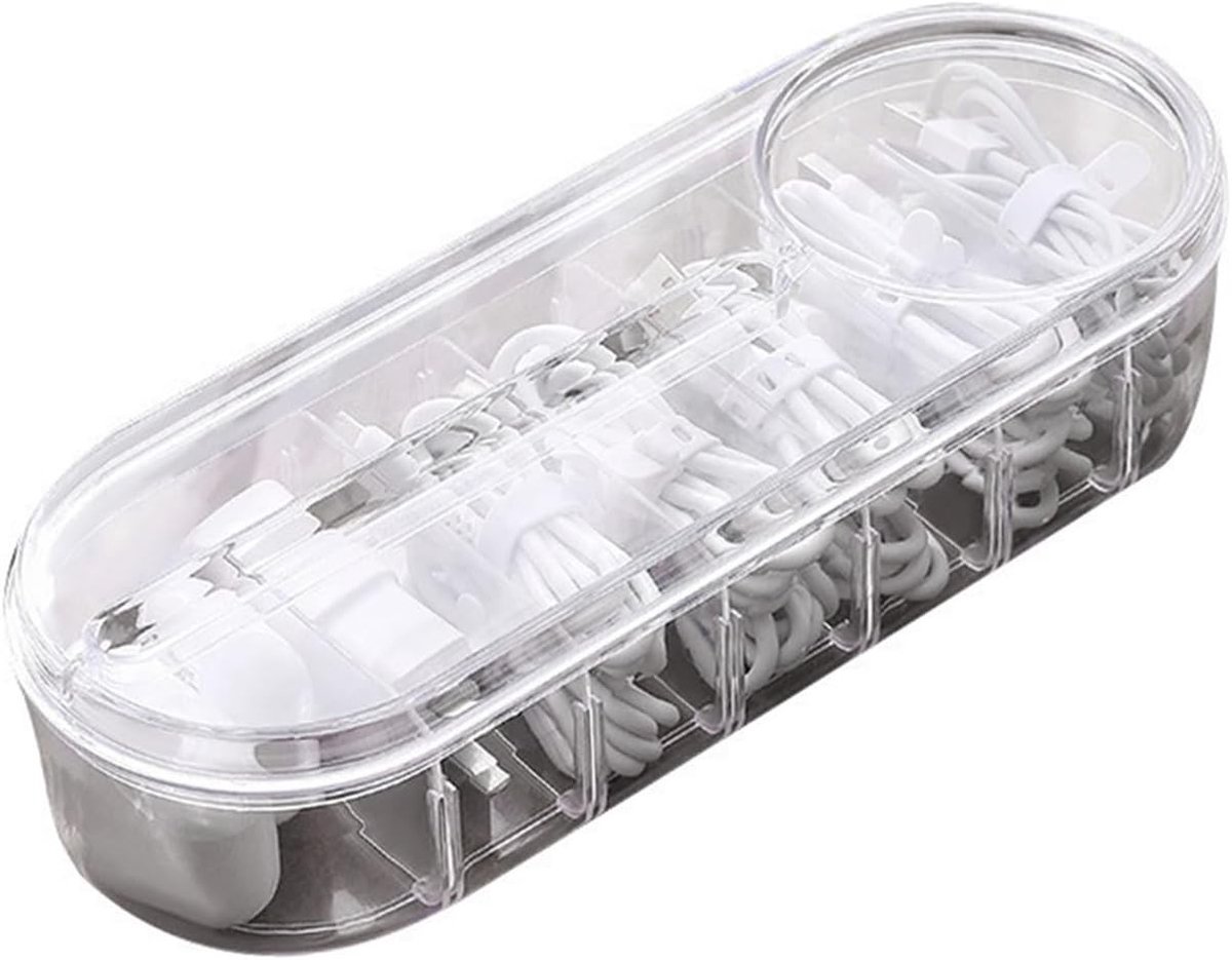 Draadopslag Organizer met Meerdere Compartimenten, Plastic Kabelbeheerdoos voor Bureau, 30 x 15 x 10cm, Ideaal voor Kabels en Accessoires