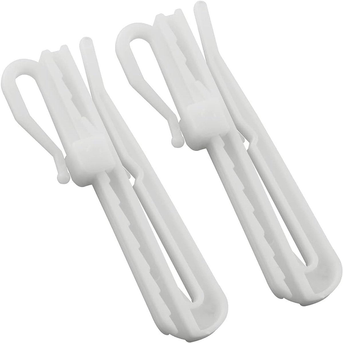 20 Stuks Plastic Gordijnhaakjes - Verstelbare Hoogte 7 cm - Wit