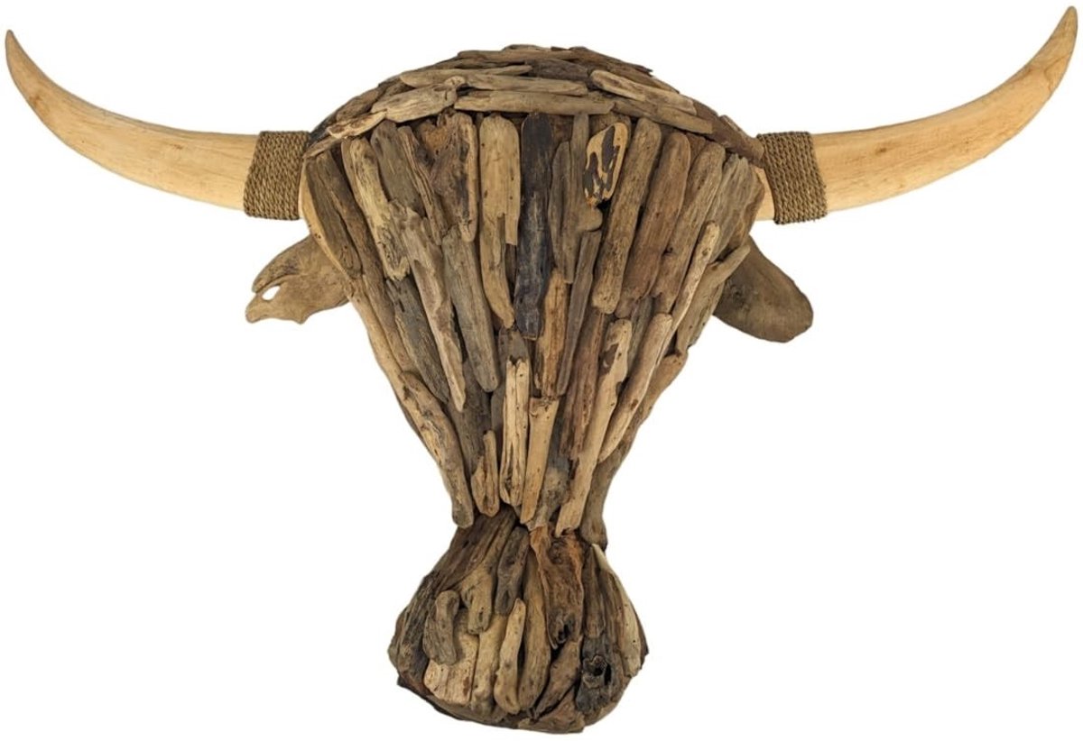Wanddecoratie Buffelhoofd van Driftwood - 150 cm