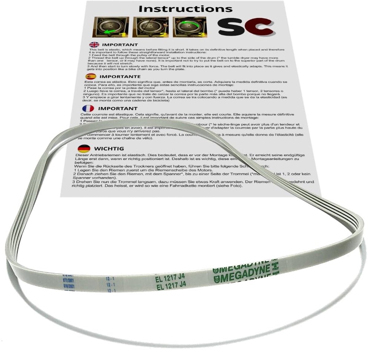 Vervangingsriem voor Wasmachine - EL 1217 J4