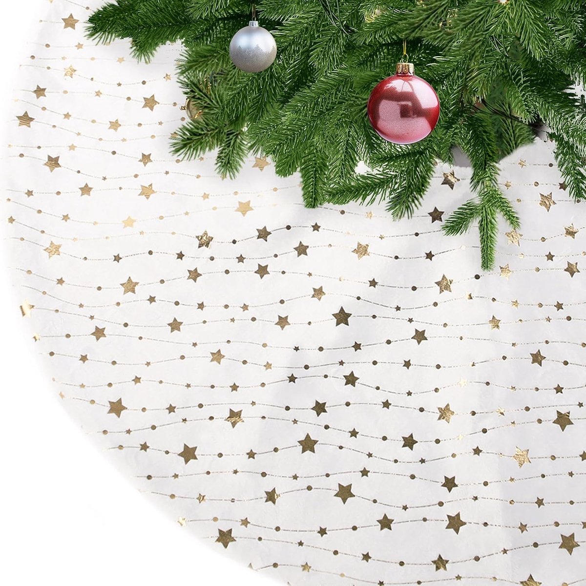 Zwarte Kerstboomrok van Fluweel met Gouden Ster - Luxe Kerstdecoratie, Bescherming voor de Vloer, Kerstboom Mat en Dekentje