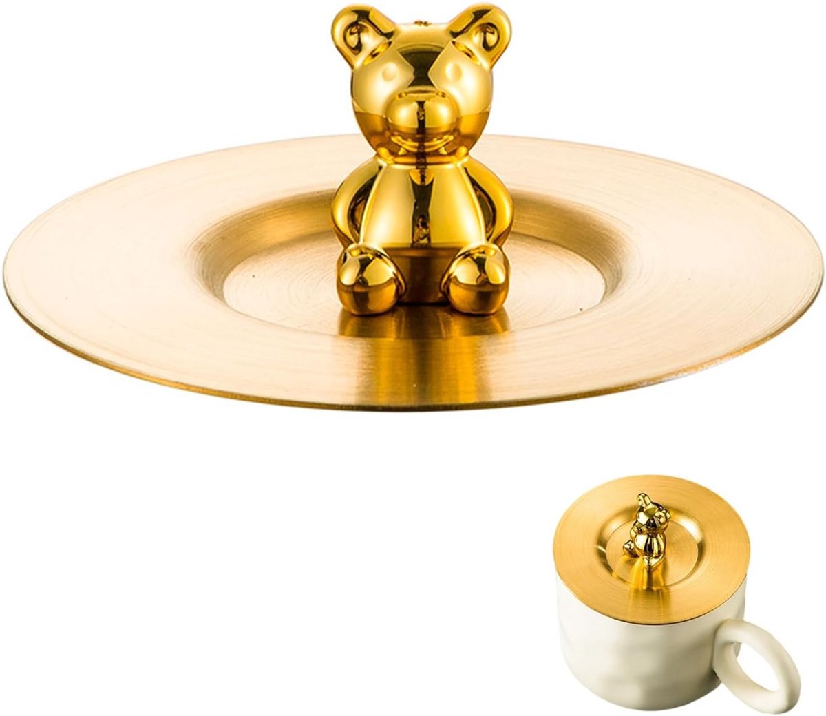 Schattige Berenbekers met Deksel van RVS - Glanzend, Rond en Universeel voor Koffie, Wijn en Thee (10 cm)