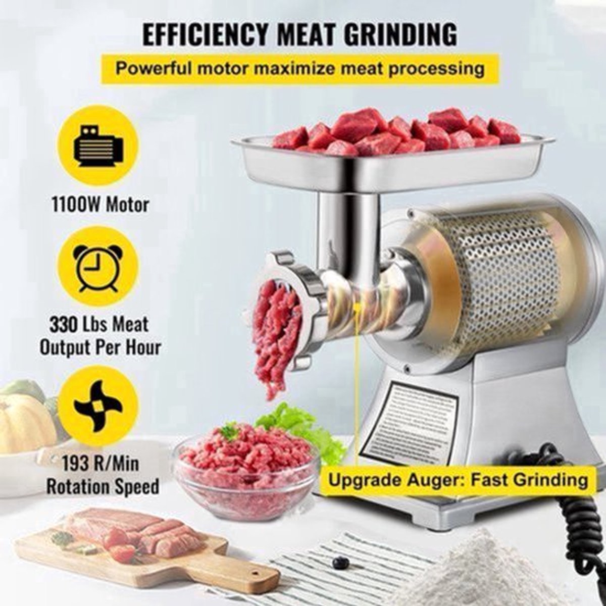 Keukenmachine - Maalmolen - Vleesmolen - Worstvuller - Worstmaker - 550LB/h Type voor commercieel gebruik