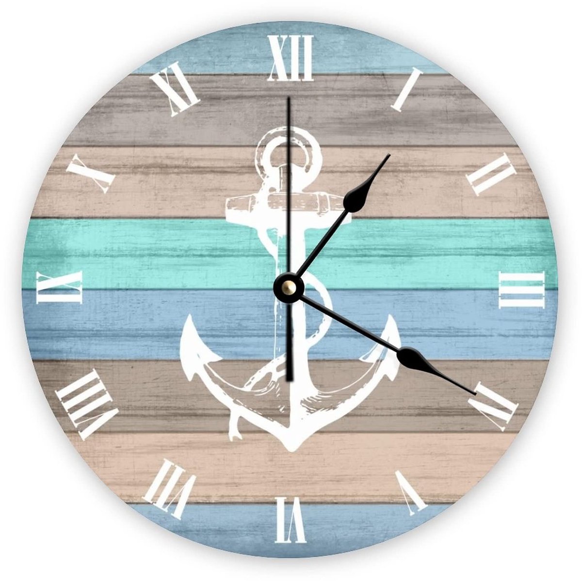 Wandklok zonder tikgeluid - Hout met nautisch design - 38 x 38 cm