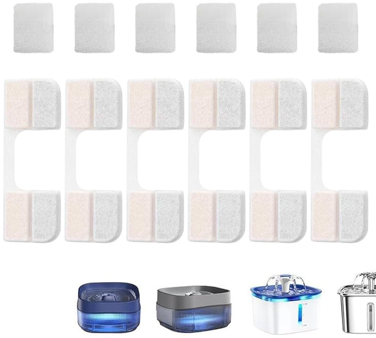 6 Reservefilters en Pompsponzen voor Kattenwaterfontein - 3,2 L