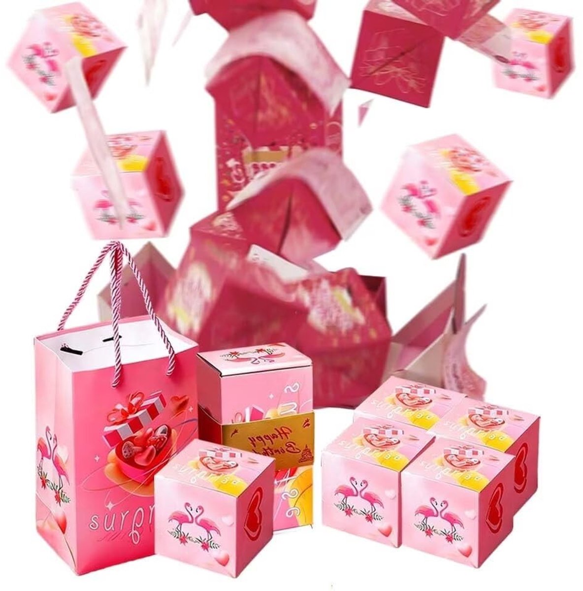 Verrassing Pop-up Spaarpot - Opvouwbare Geschenken - Wit - 10 Stuks