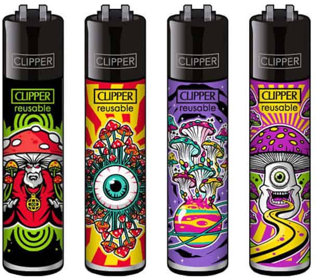 Clipper Classic Large Aanstekers "Shrooms #10" (4 Stuks)