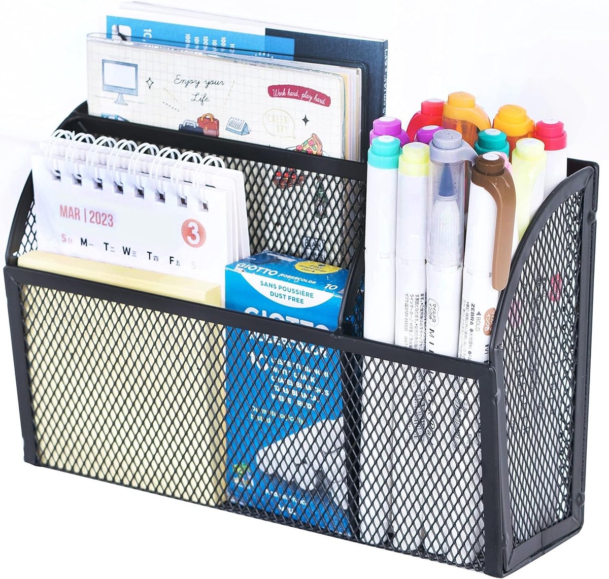 Magnetische Penhouder voor Whiteboard en Koelkast, Organiseer je Bureau met 3 Roestvrijstalen Netten, Handige Magnetische Accessoires voor Thuis en Kantoor