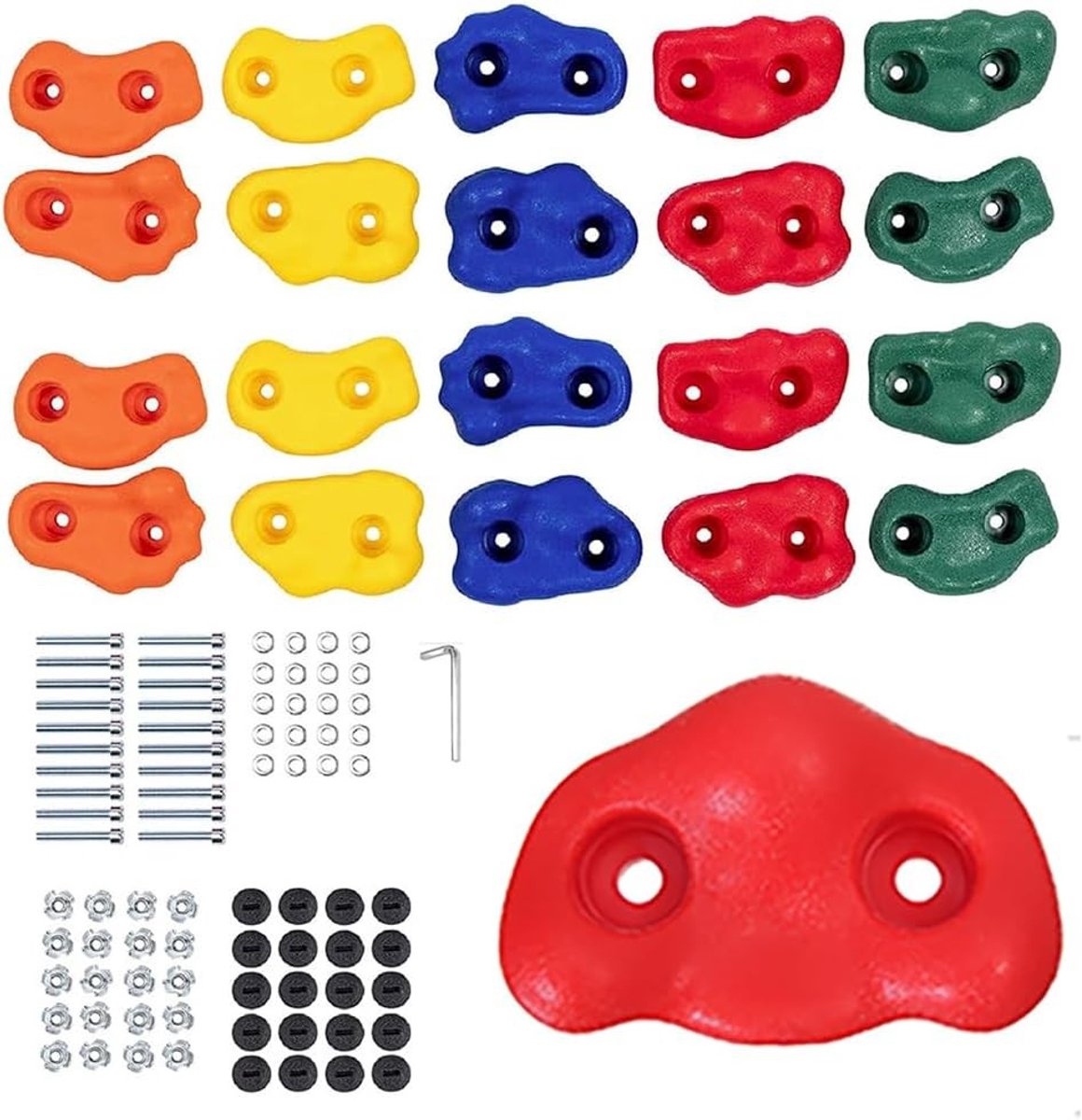 20 Stuks Buiten Klimwand Grepen voor Kinderen en Volwassenen - Stevige en Antislip Handgrepen met Accessoires voor Buitenklimmen en Halgebruik