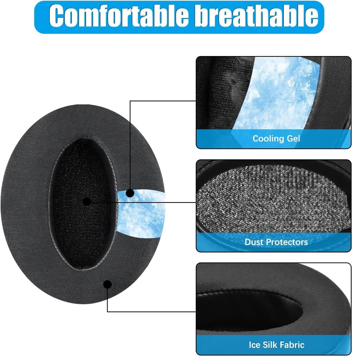 Set van 2 Vervangende Oorkussens van Zacht Geheugenfoam voor Hoofdtelefoons - Geschikt voor Sennheiser HD4.50BT, HD4.50 TNC en HD4.40BT, Comfortabel en Duurzaam