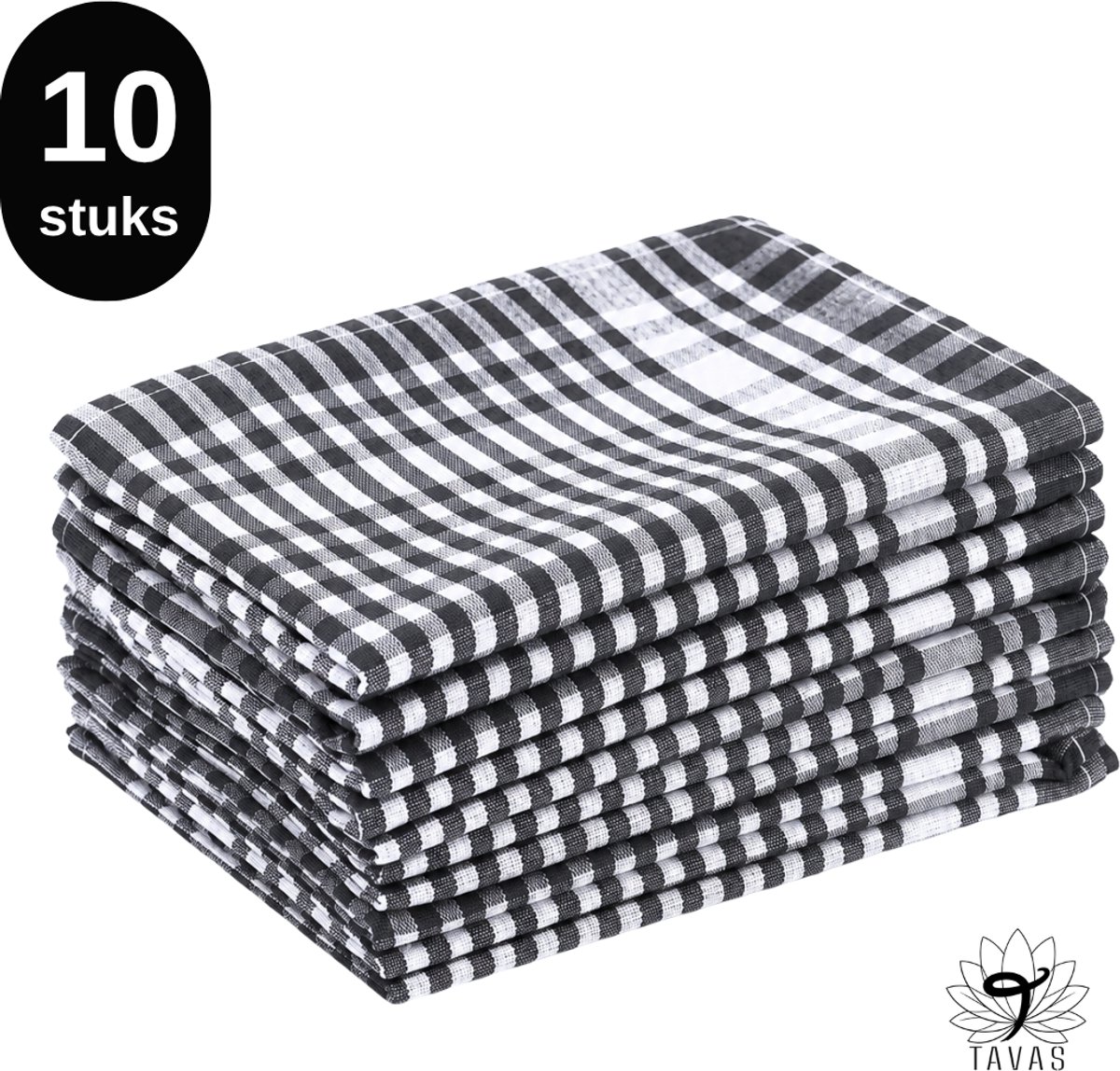 Theedoekenset Zwart Glazendoeken 47x67 cm - Set van 10 - Horeca 80% katoen 20% Polyester Theedoeken horeca