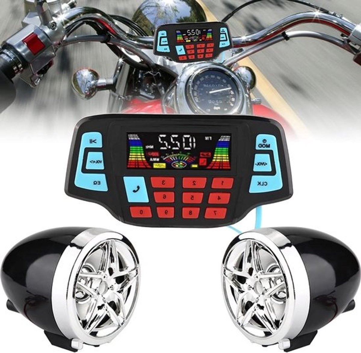 Motor MP3-speler - Motorfiets Audio Systeem - Muziek Luisteren Onderweg - Waterdicht Weerbestendig - 10 x 5 x 3 cm