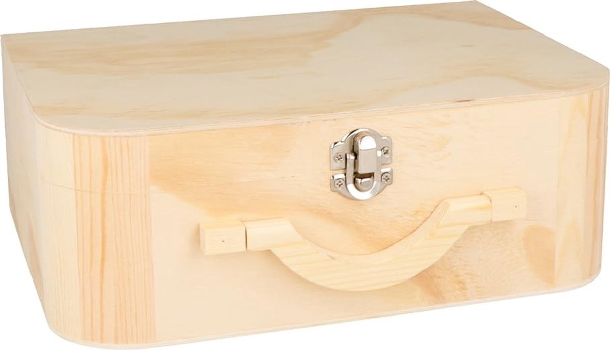 Houten Opbergdoos met Handvat - Natuurlijke Kleur 25 x 18 x 9 cm