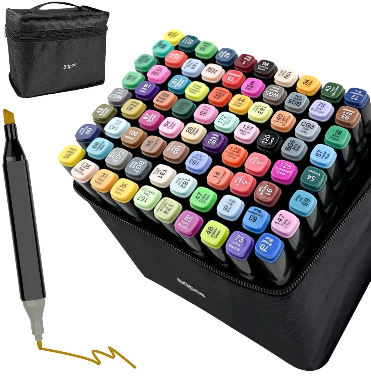 Alcohol Markers - Set van 80 Kleurmarkers met Dubbele Punt