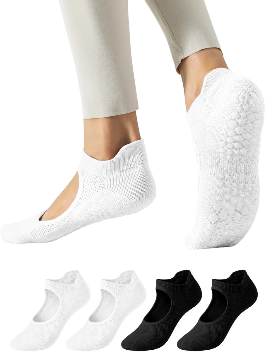 Pilates Sokken met Handvatten - Antislip - 4 Paar
