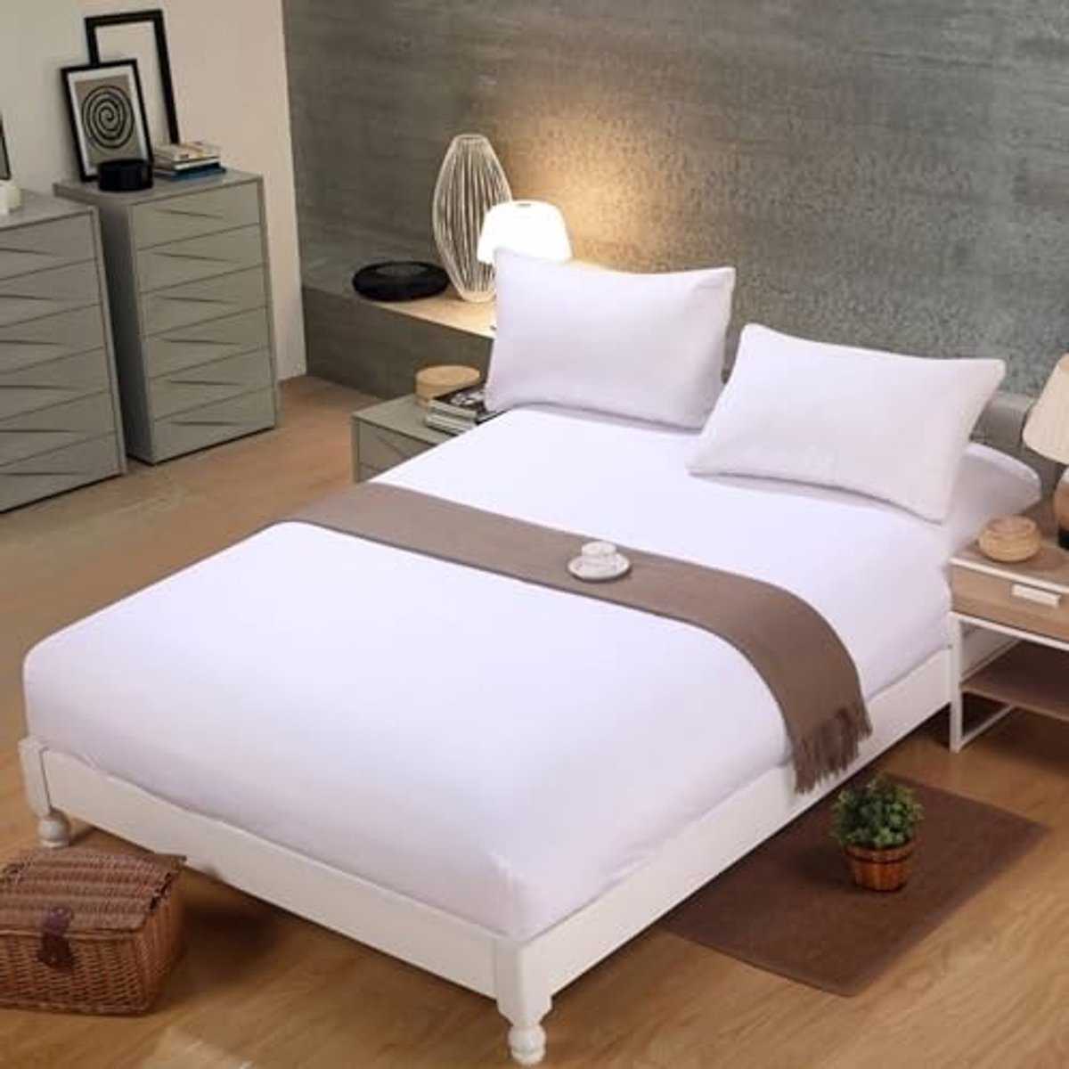Fitted Sheet Polycotton - Wit 90 x 190 cm