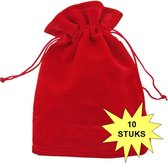 Fako Bijoux® - Fluweel Cadeau Zakjes - Velours - 10x12cm - Rood - 10 Stuks