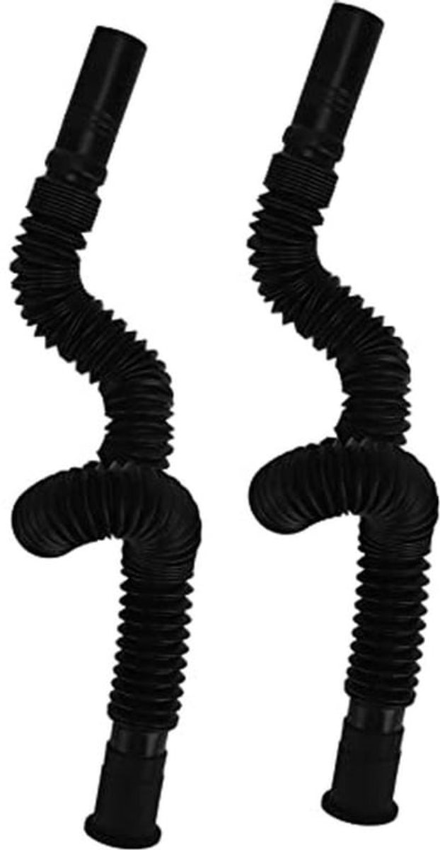 2 Pcs Flexibele Afvoerslang Extensie PVC - Zwart, Voor Keuken en Badkamer