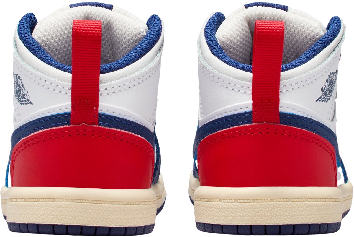Nike Air Jordan 1 Mid TD – /University /Neutral /Deep Royal Jordan Lifestyle Peuter Sneakers voor Jongens en Meisjes Wit