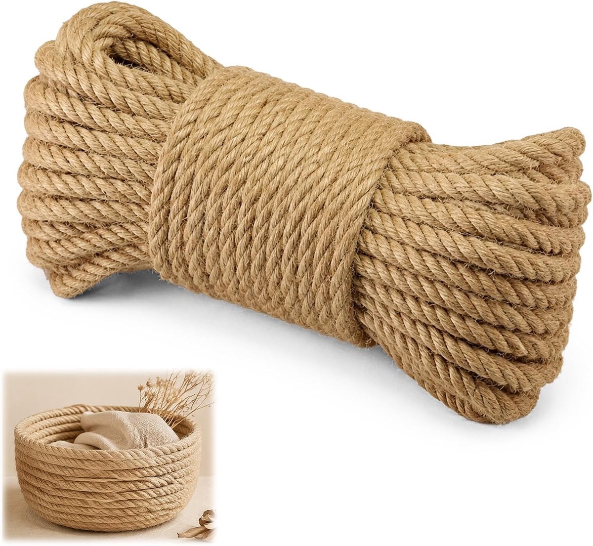 Duurzame jute touw van 10 meter, 8 mm dik, ideaal voor tuinieren, knutselen en decoratie