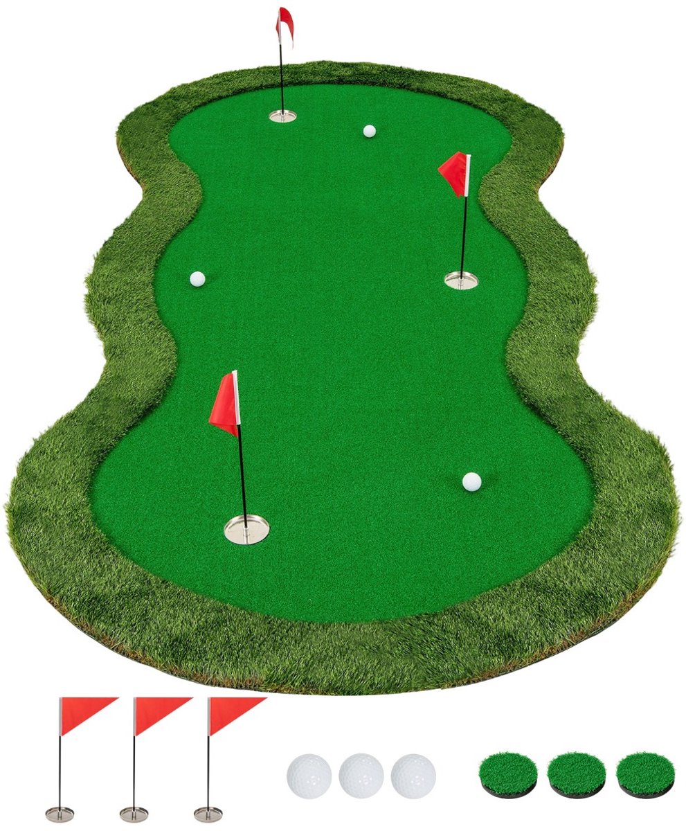 SureDeal® - Golf - Puttingmat Professionele Oefenmat - Gaten - Golfballen - Thuis Groen - 300x150 cm - Groen