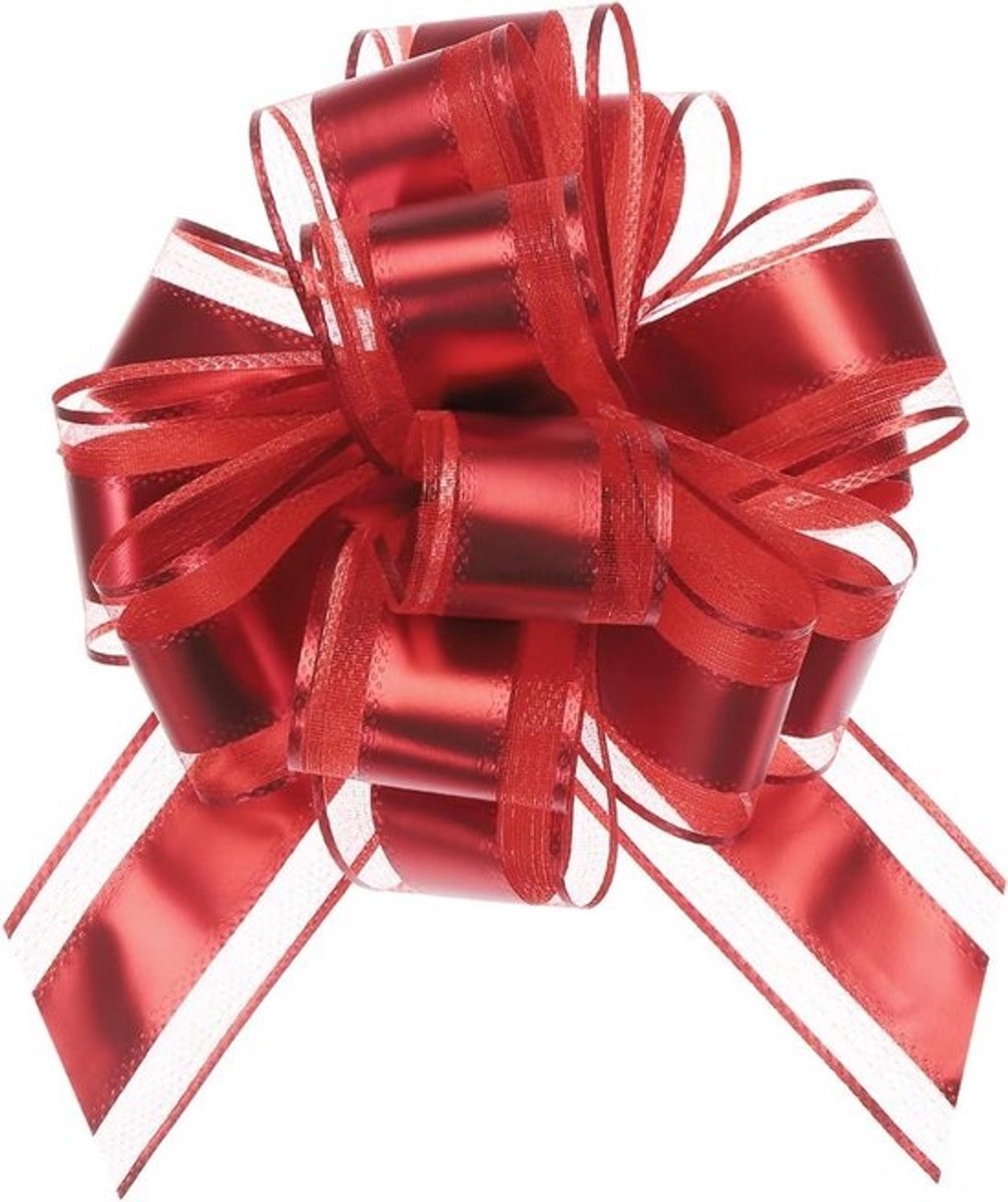 Trekstrikken Cadeauverpakking - Strikken Lint - Geschenken Versieren - Extra Groot Formaat - 22.5 cm - Rood