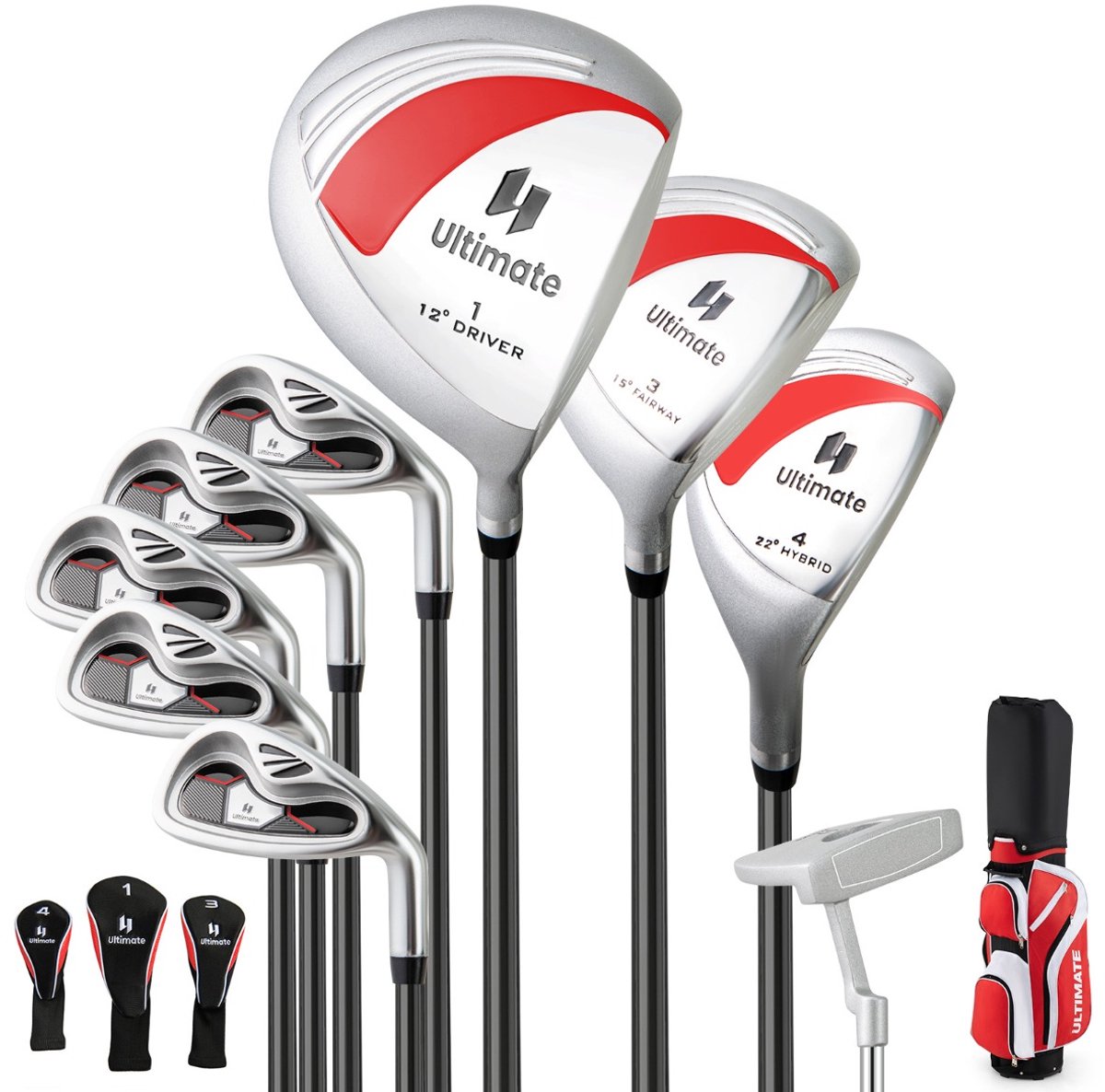 SureDeal® - Golf - Compleet Golfclubs Rechtshandig - Dames Golfsets - Draagtas Rood - 24,5x24,5 cm - Rood