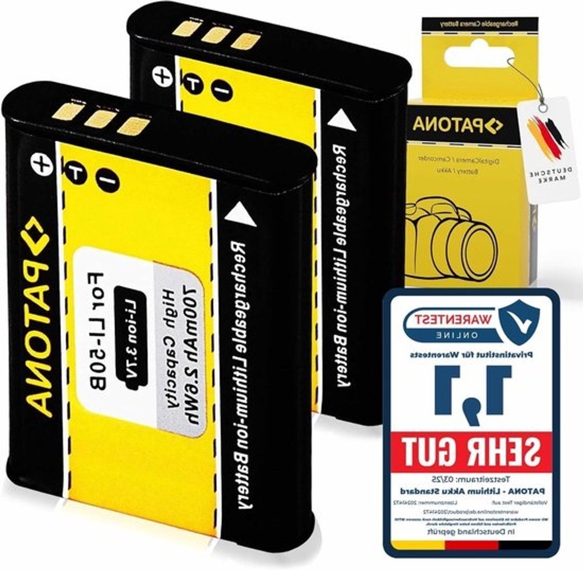 Camera Accu Set - Reserve Batterij - Fotograferen Onderweg - Hoge Capaciteit - 2x 700mAh - Zwart