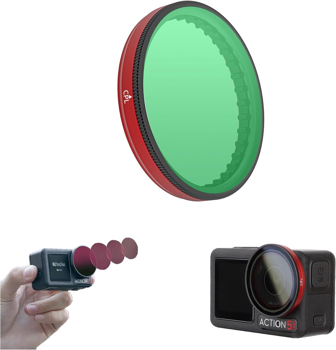 Filters voor Action Camera - Anti-scratch Lens Filters met Hoge Transmissie en CPL voor Osmo Action 5Pro/4/3