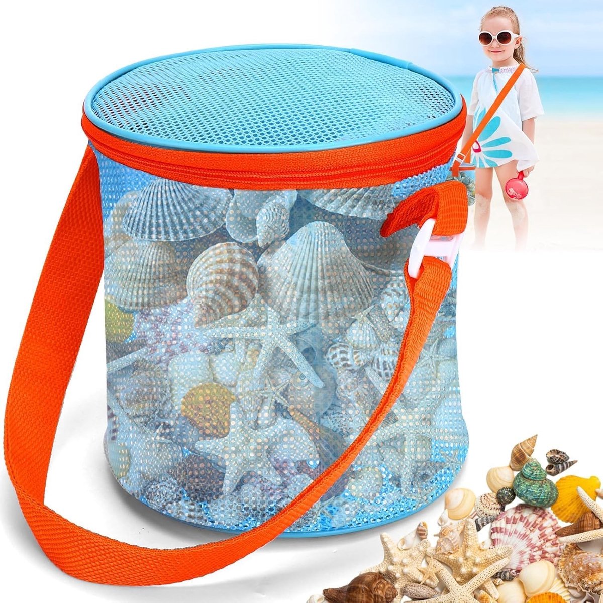 Speelgoedtas voor het strand, net voor zand, verstelbare schouderbanden, ideaal voor kinderen, perfect voor vakanties aan zee, geschikt voor jongens en meisjes