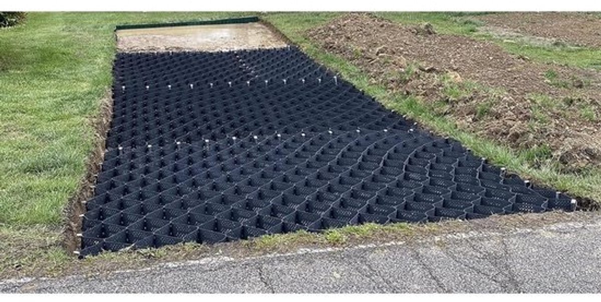 Betonnen Grondroosters - Grind Stabilisator - Oprit Stabiliseren - Honingraat Structuur - 6 x 85 m - Zwart