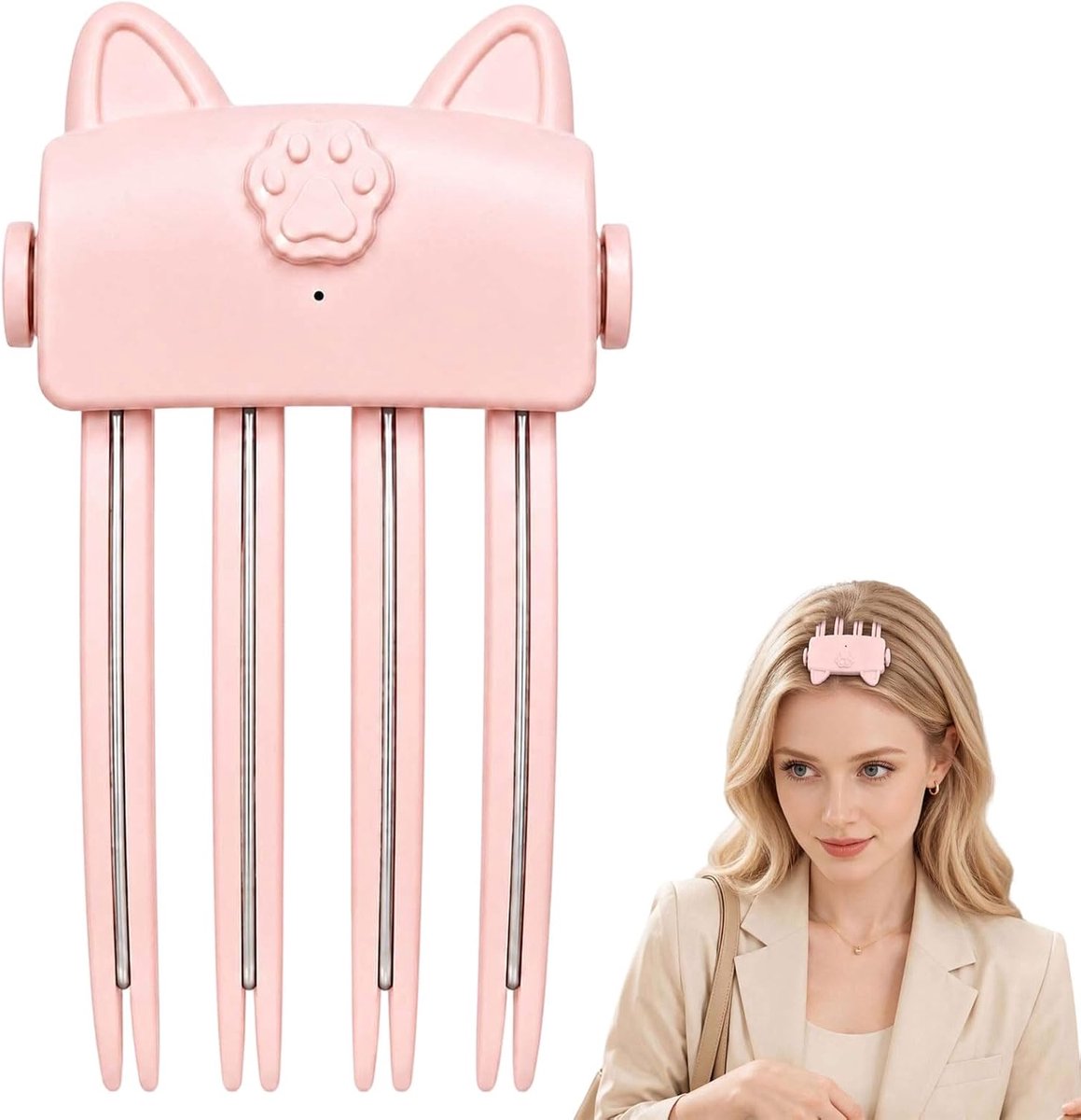 VHV-Volume clip haarwortel - Stijlborstel - Root lifter - Voor meer volume - Draadloos - Oplaadbaar - Snel opwarmend - Volumeborstel - Verwarmde kam - Haarclip - Stylingtool - Roze