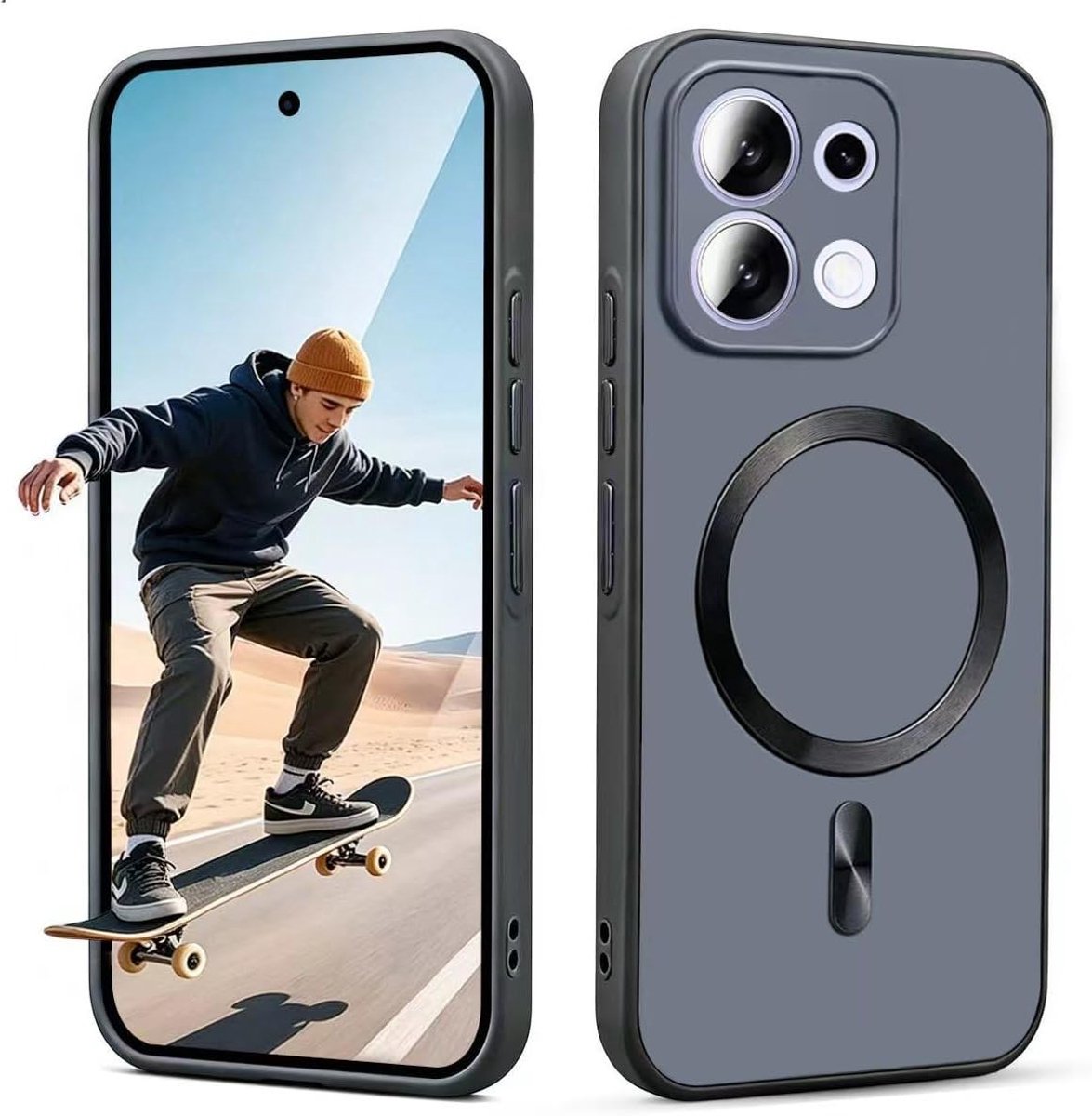 Zandarix Hoesje Geschikt voor Oppo Reno 16 / 16 Pro - Geschikt voor Mag - Ingebouwde Metalen Ring - Draadloos - Back Cover Hoesje - Zwart