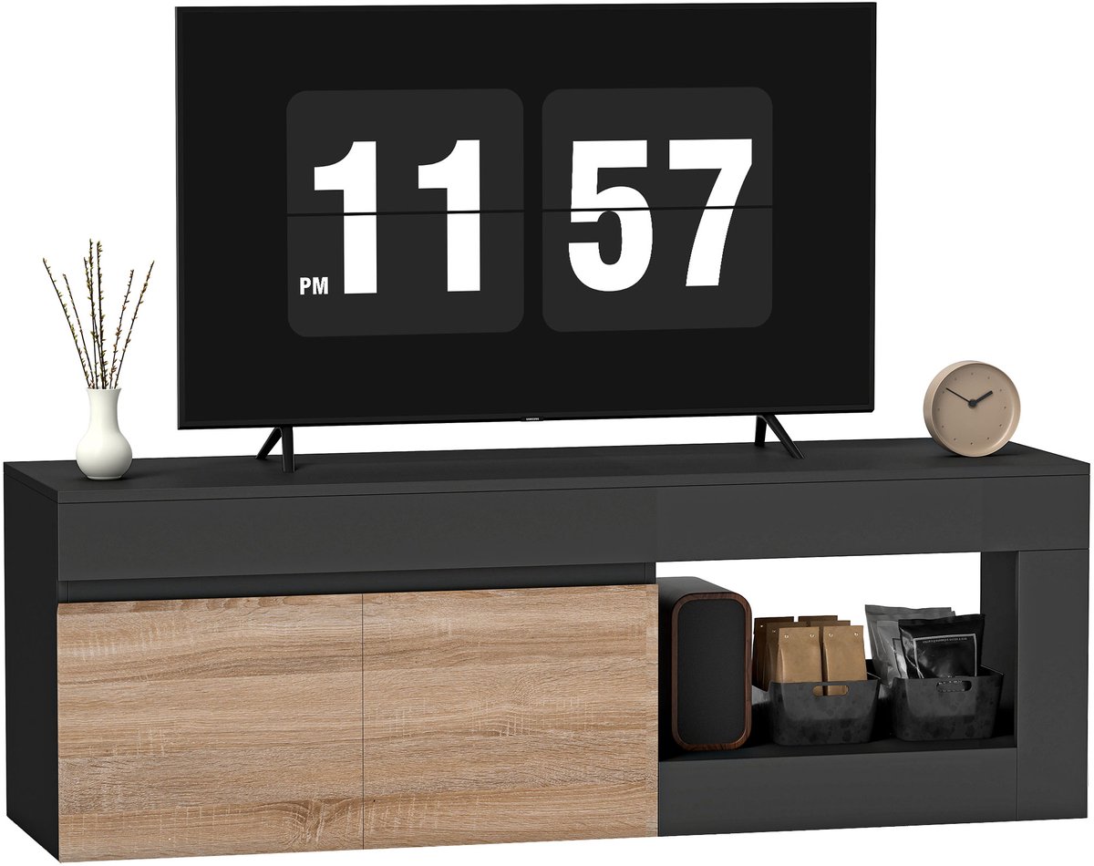 Homcom TV-standaard - Spaanplaat - 140x40x48cm - Zwart