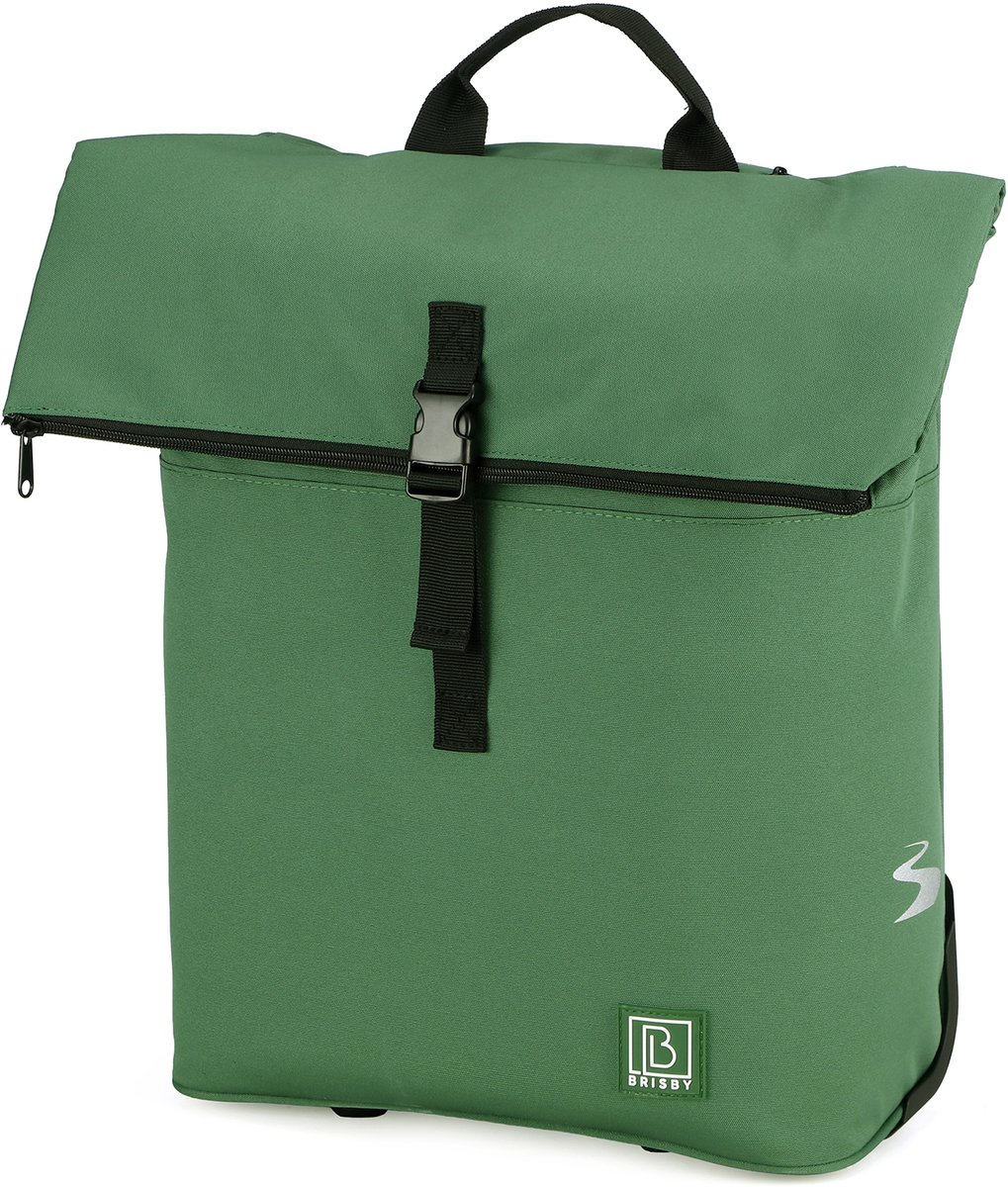 Fietstrolley Tas 2-in-1 Fietstas en Trolley Zwart 18-28L Laptopvak Verstelbare Hendel Bevestigingssysteem - Groen