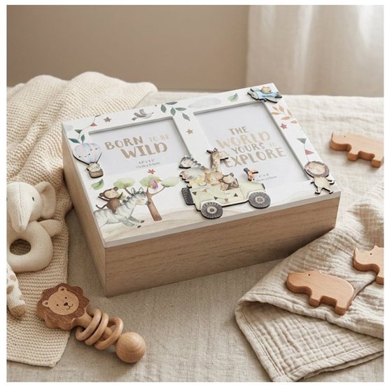 Cosy creations Dream Big Herinneringendoos 27 x 19 x 9 cm - Houten Memory Box voor Baby - Kraamcadeau & Babyshower Cadeau met Ruimte voor 2 Foto’s — afbeelding 4
