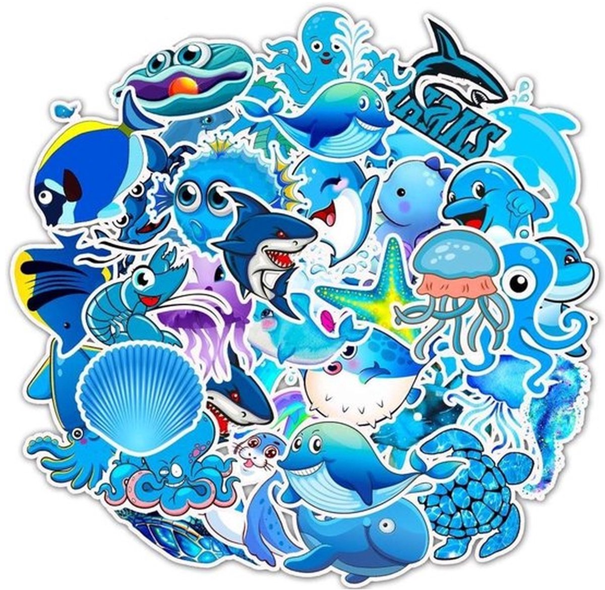 49 Zeedieren Stickers – Dieren, Vissen, Dolfijnen & Kwallen