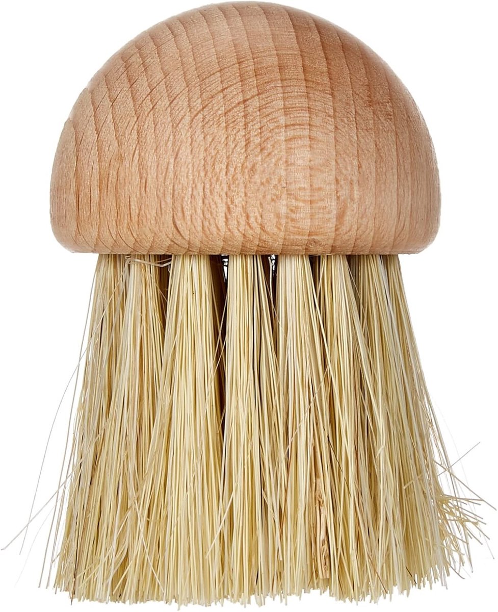 Afwasborstel Paardenhaar - Natuurlijk Hout - 20 x 4,5 cm - Zachte Borstelharen - Voor Het Reinigen van Paddenstoelen