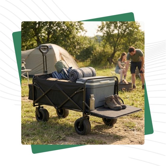 Opvouwbare bolderkar 115 x 53 x 74-97 cm - 150 kg - achterklep - brede wielen met rem van Opvouwbare Bolderkar — afbeelding 3
