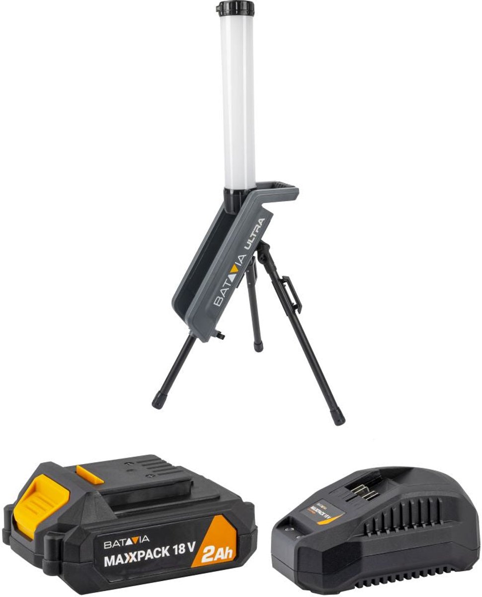Batavia 18V Hybride LED Werklamp 360° – Incl. 2.0Ah Accu + Oplader
